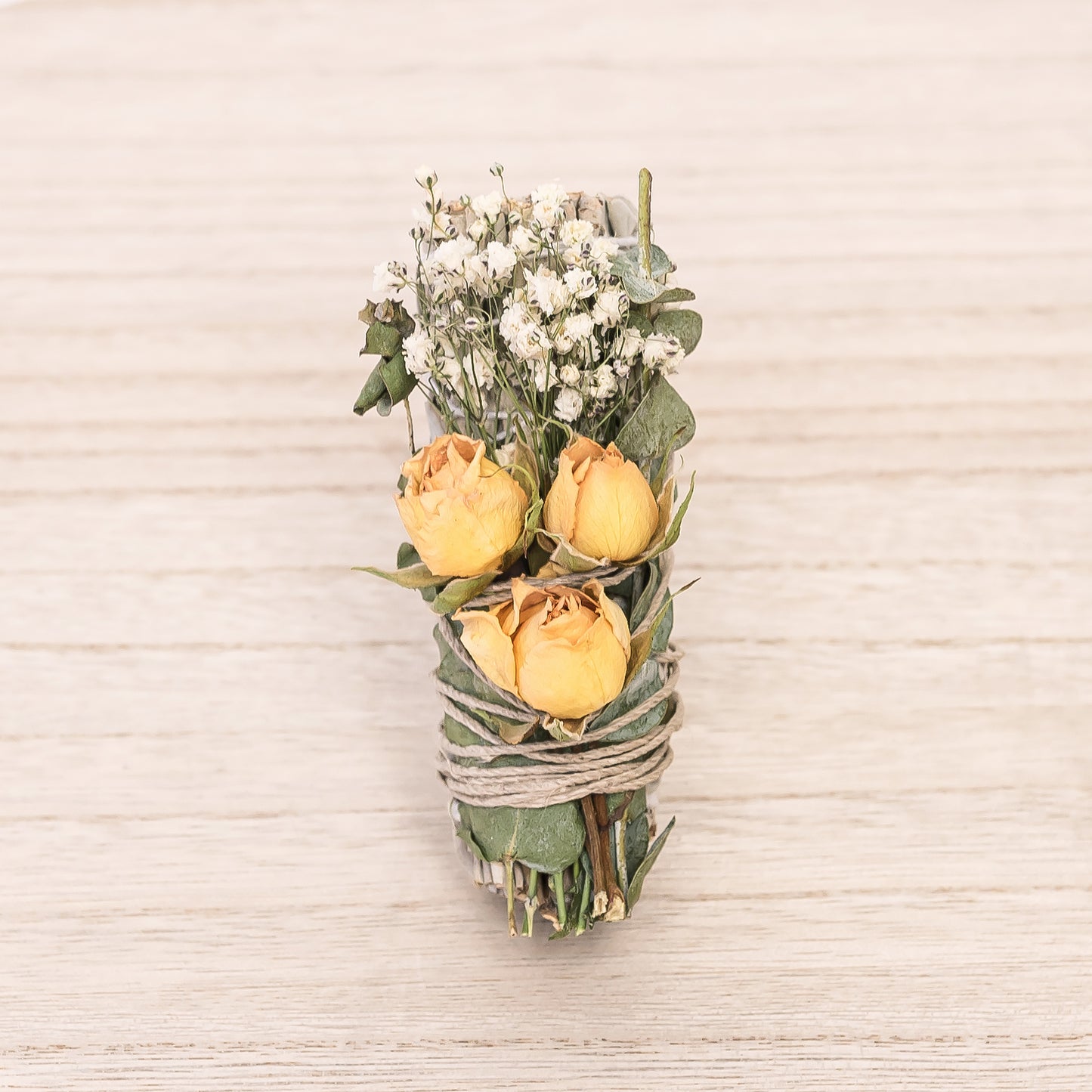 Yellow Roses, Baby's Breath, and Eucalyptus Sage Bundle