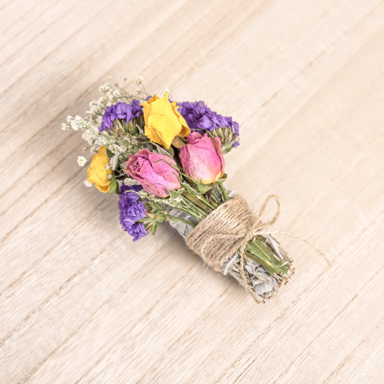 Roses, Yellow Roses, Baby's Breath, and Statice Sage Bundle