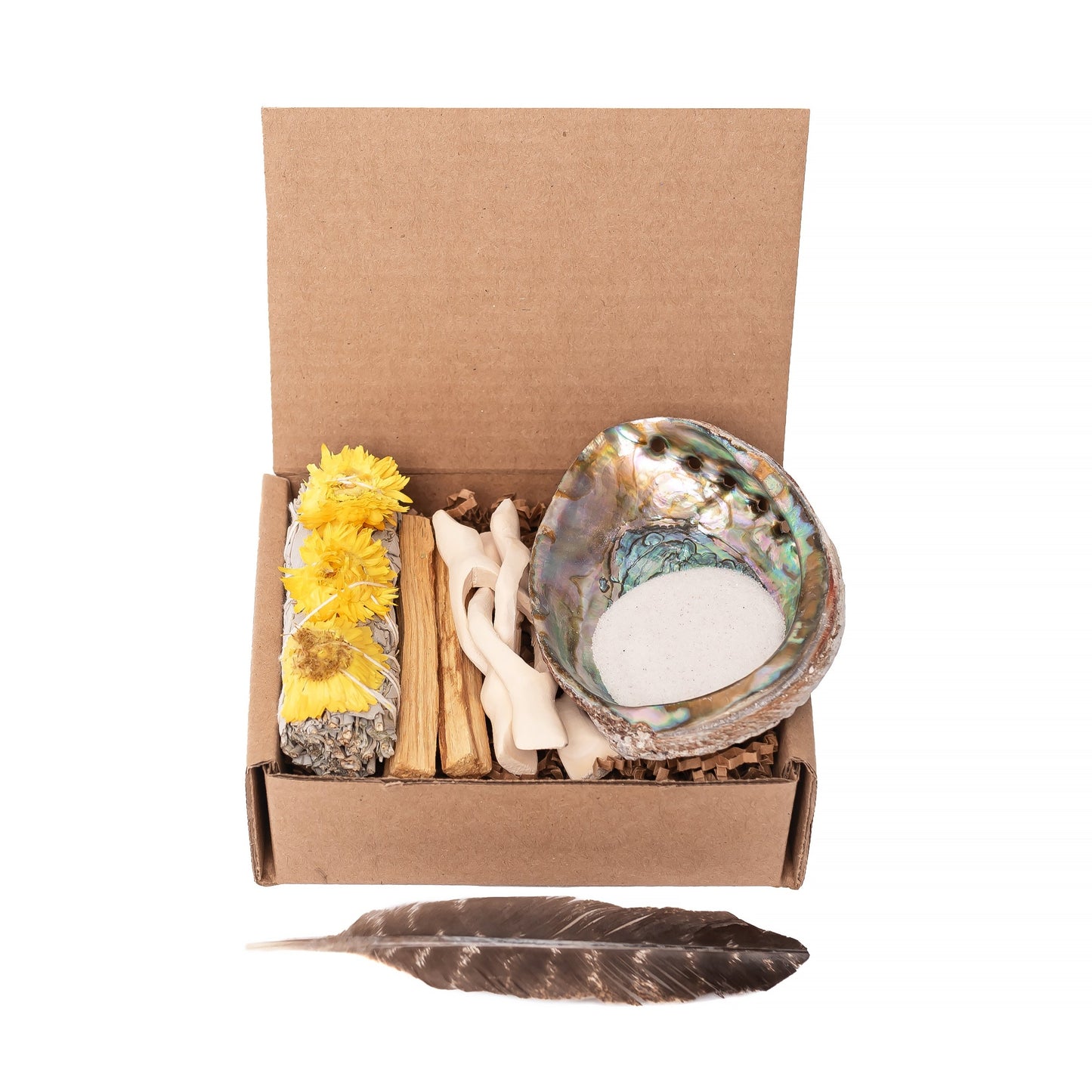 Yellow Floral Sage Wand, Palo Santo Wand Mini Cleansing Kit