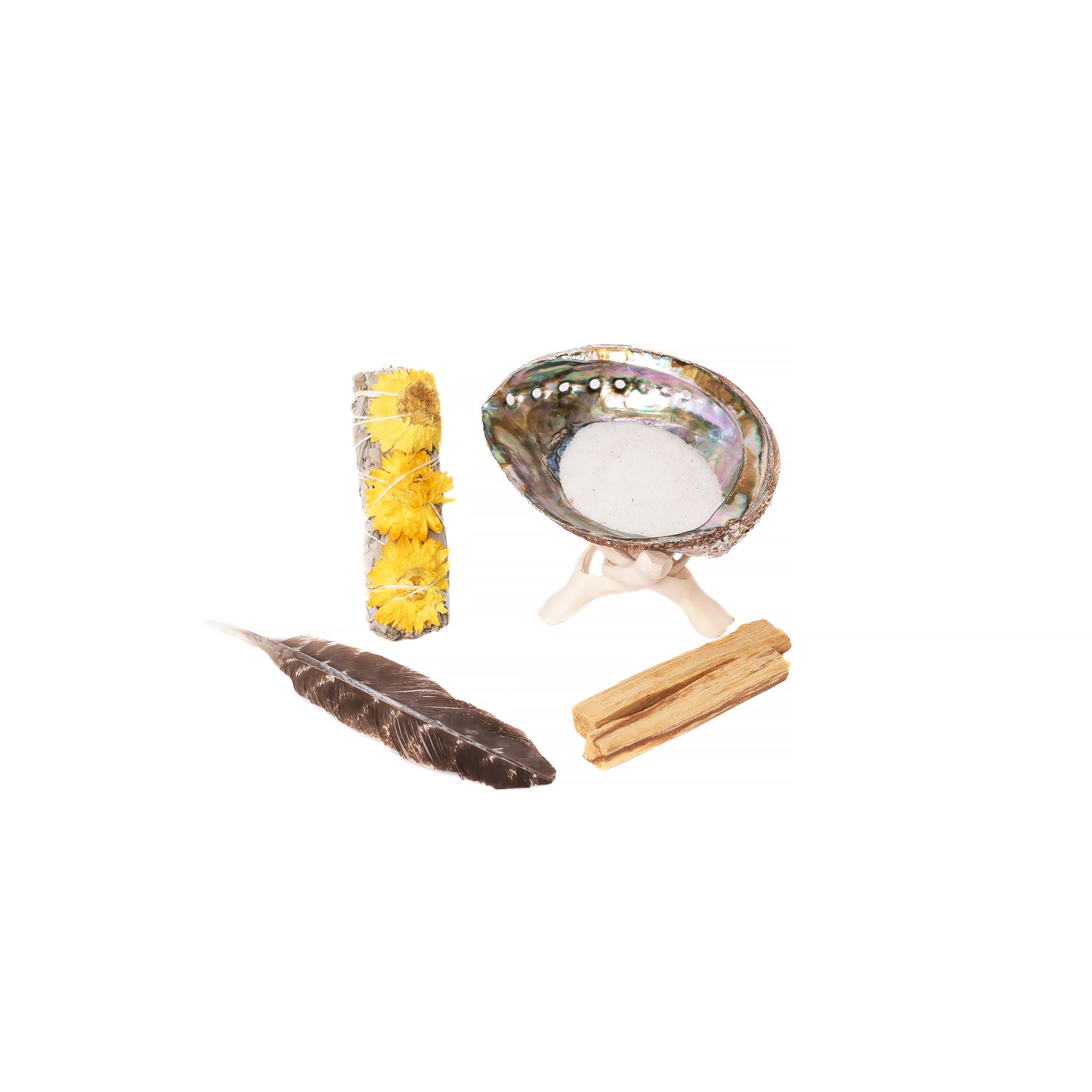 Yellow Floral Sage Wand, Palo Santo Wand Mini Cleansing Kit