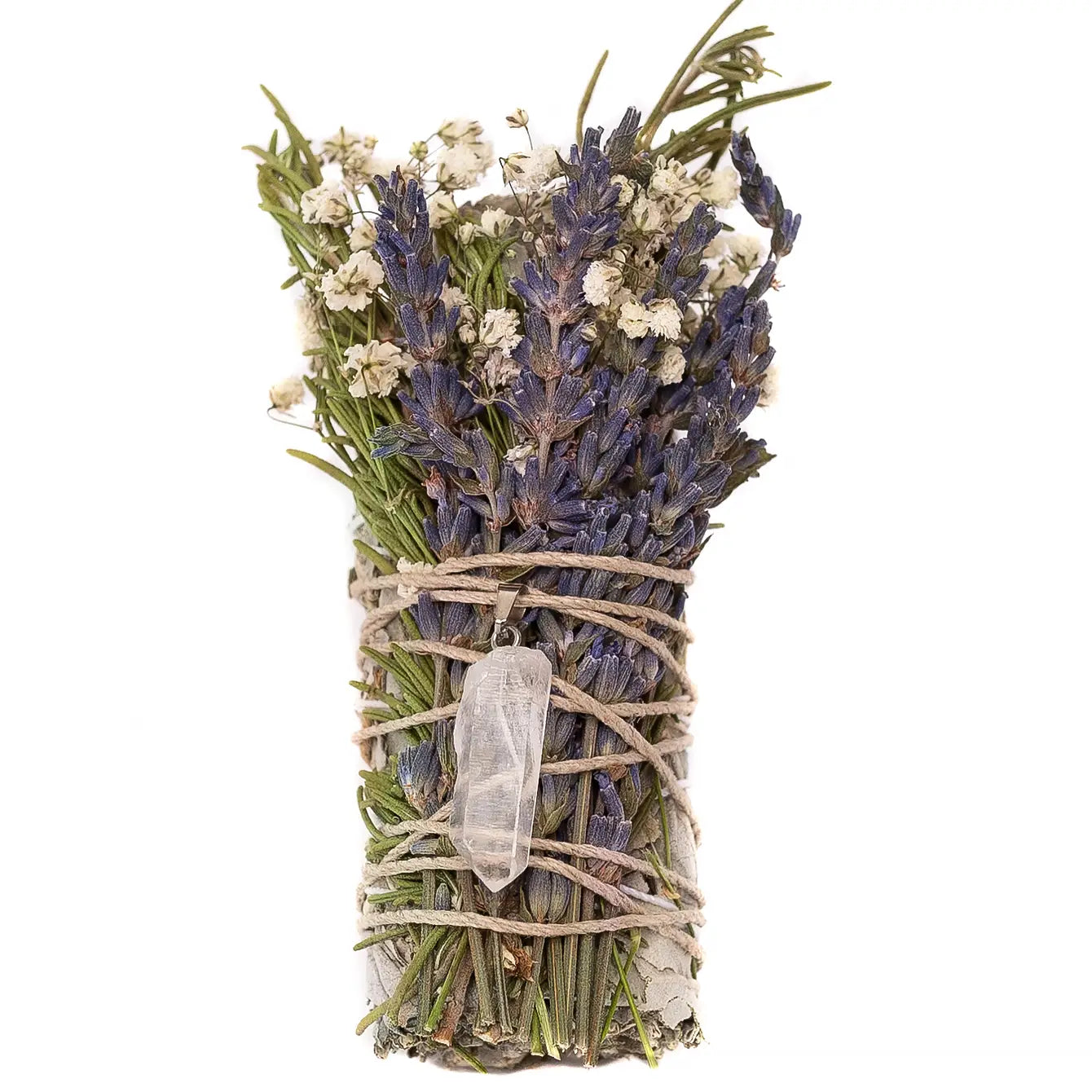 Floral Sage Clear Quartz Pendant Spiritual Cleansing Bundle