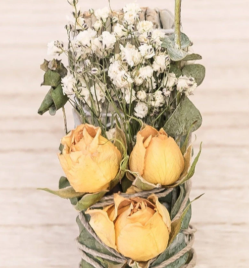 Yellow Roses, Baby's Breath, and Eucalyptus Sage Bundle