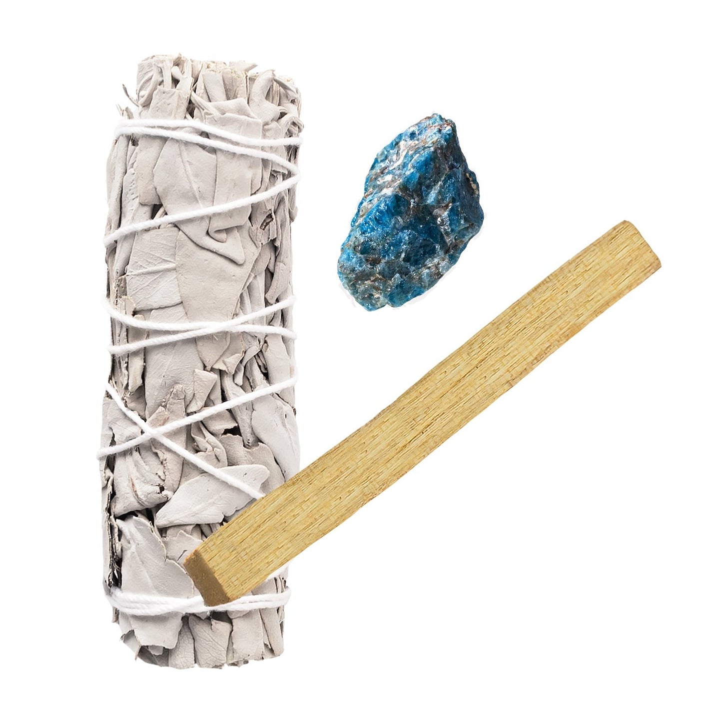 White Sage, Rough Blue Apatite, Palo Santo Bundle