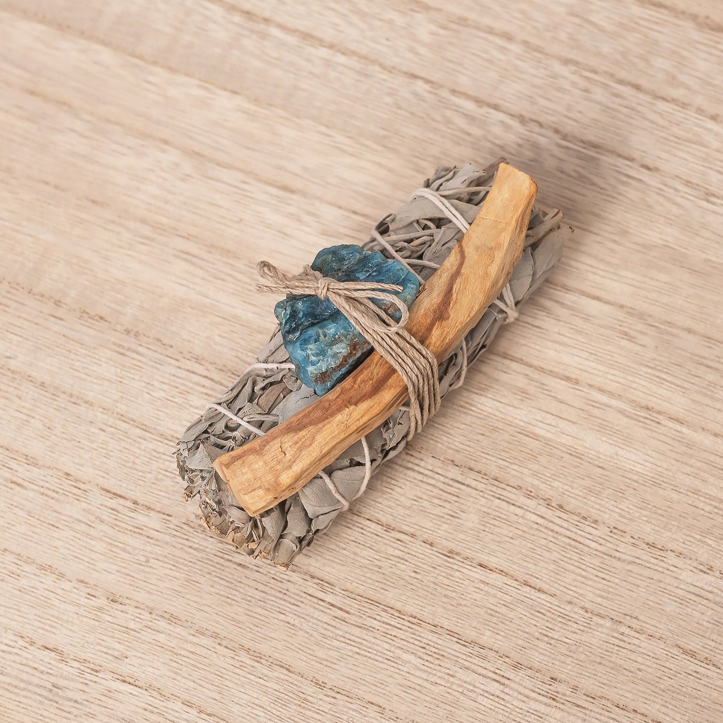 White Sage, Rough Blue Apatite, Palo Santo Bundle