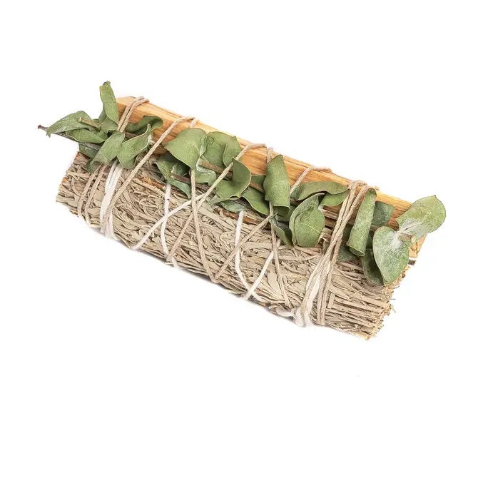 4" Blue Sage, Eucalyptus, and Palo Santo Wrapped Bundle