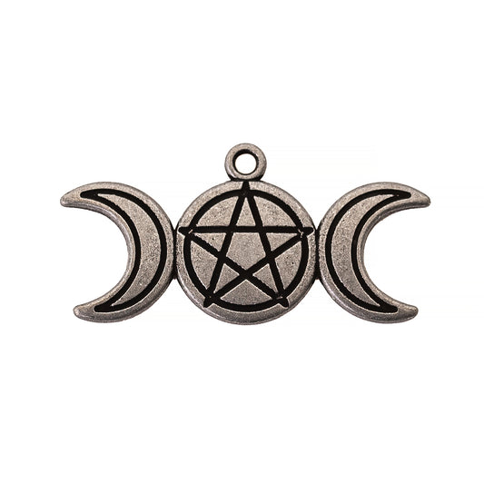 10pcs of Antique Silver Triple Moon Charms for DIY Necklace, Bracelet Jewelry, Arts and Crafts