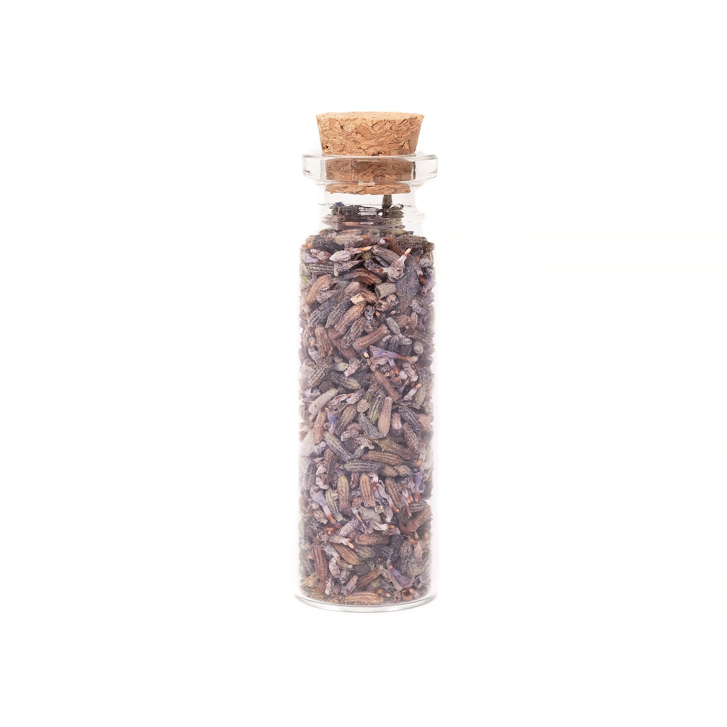 6pk of Glass Vial Cork Top with Lavender Buds in a Bottle 15ml Glass Vial
