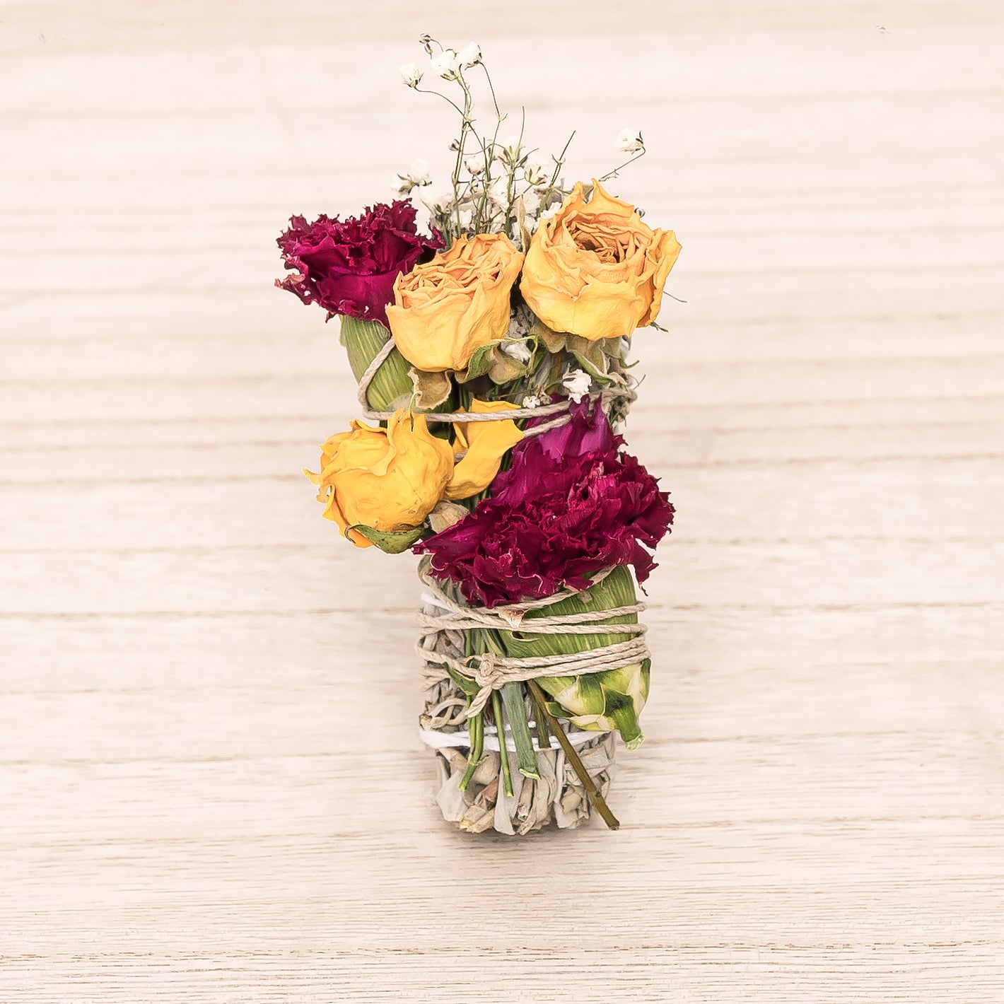 Floral Yellow Roses, Carnations, and Baby's Breath Sage Bundle