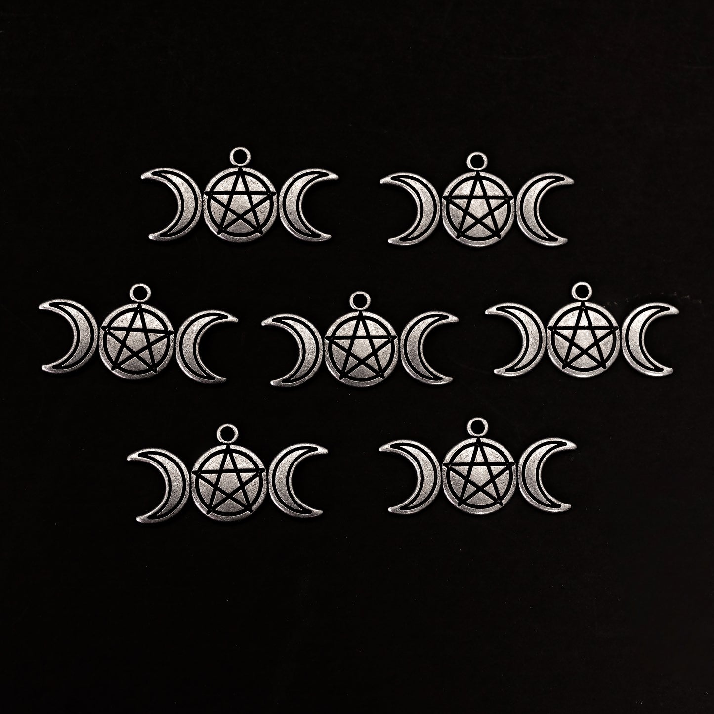 10pcs of Antique Silver Triple Moon Charms for DIY Necklace, Bracelet Jewelry, Arts and Crafts