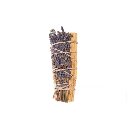 4" Blue Sage, Lavender and Palo Santo Wrapped Bundle