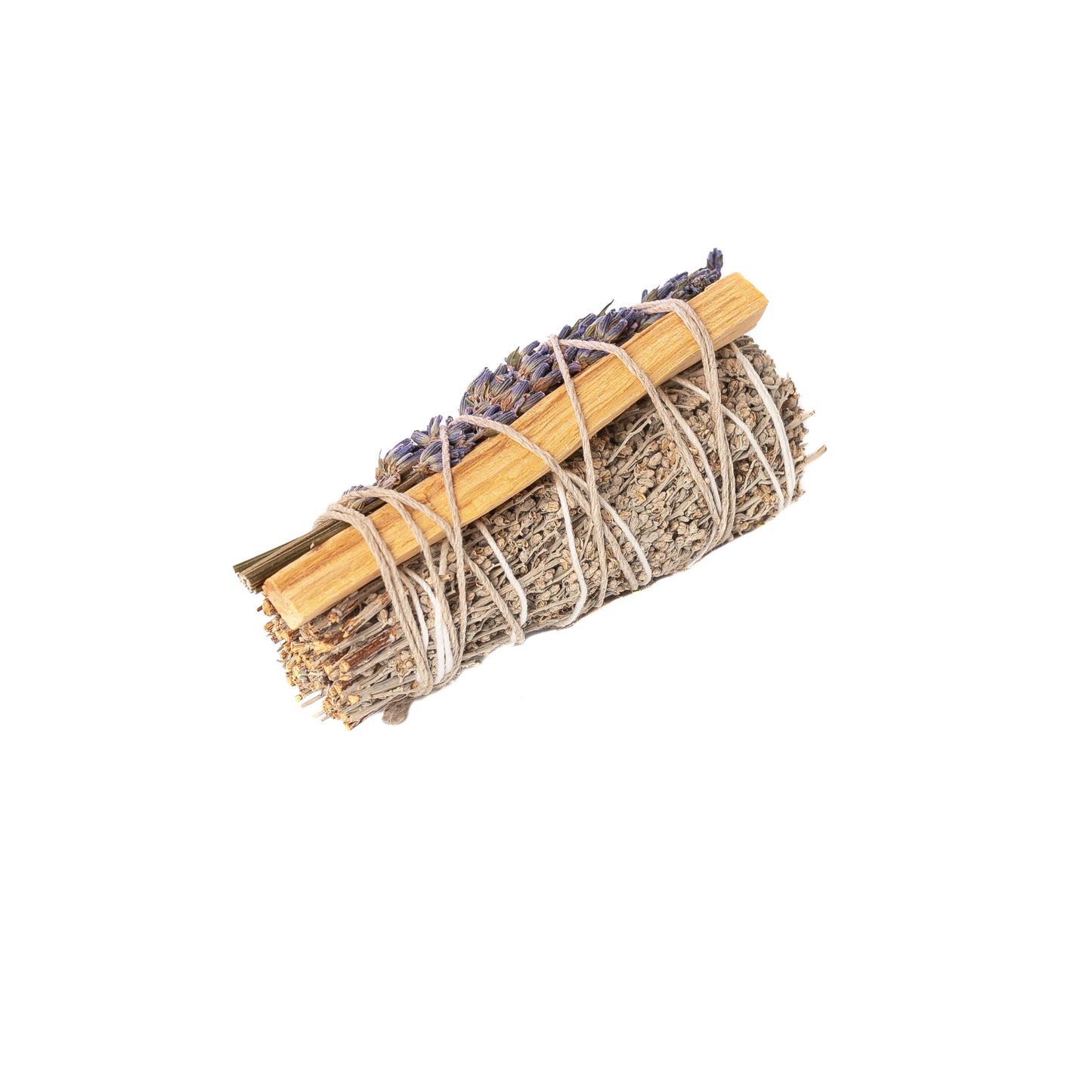 4" Blue Sage, Lavender and Palo Santo Wrapped Bundle