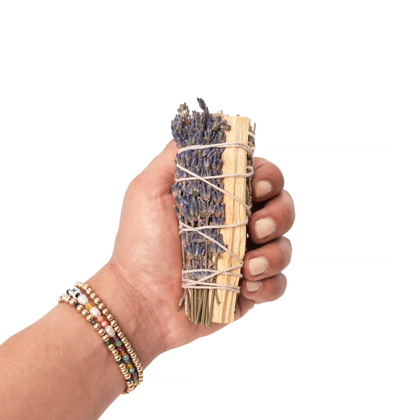 4" Blue Sage, Lavender and Palo Santo Wrapped Bundle