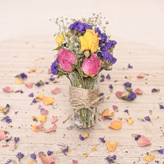 Roses, Yellow Roses, Baby's Breath, and Statice Sage Bundle