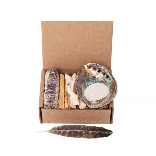 Purple Static Floral Sage Wand, Palo Santo Wand Mini Cleansing Kit