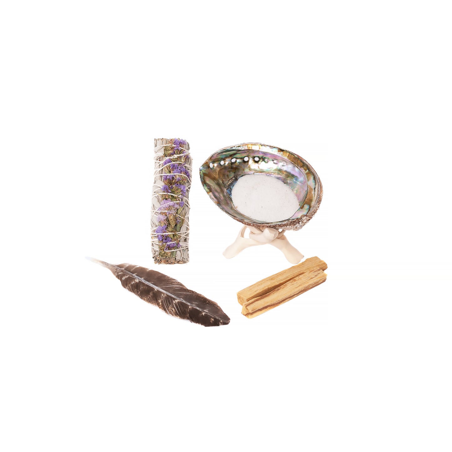 Purple Static Floral Sage Wand, Palo Santo Wand Mini Cleansing Kit