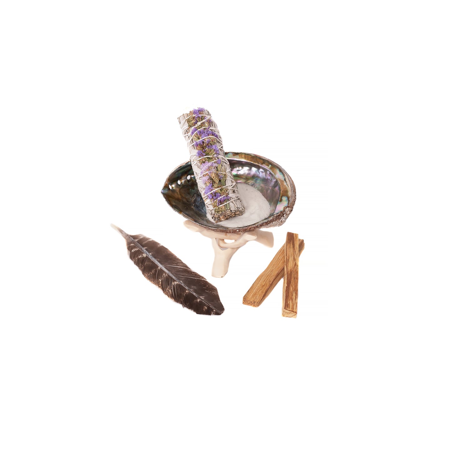 Purple Static Floral Sage Wand, Palo Santo Wand Mini Cleansing Kit