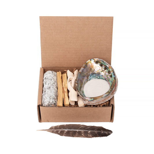 White Sage, Palo Santo Wand Mini Beginner's Cleansing Kit in a Box