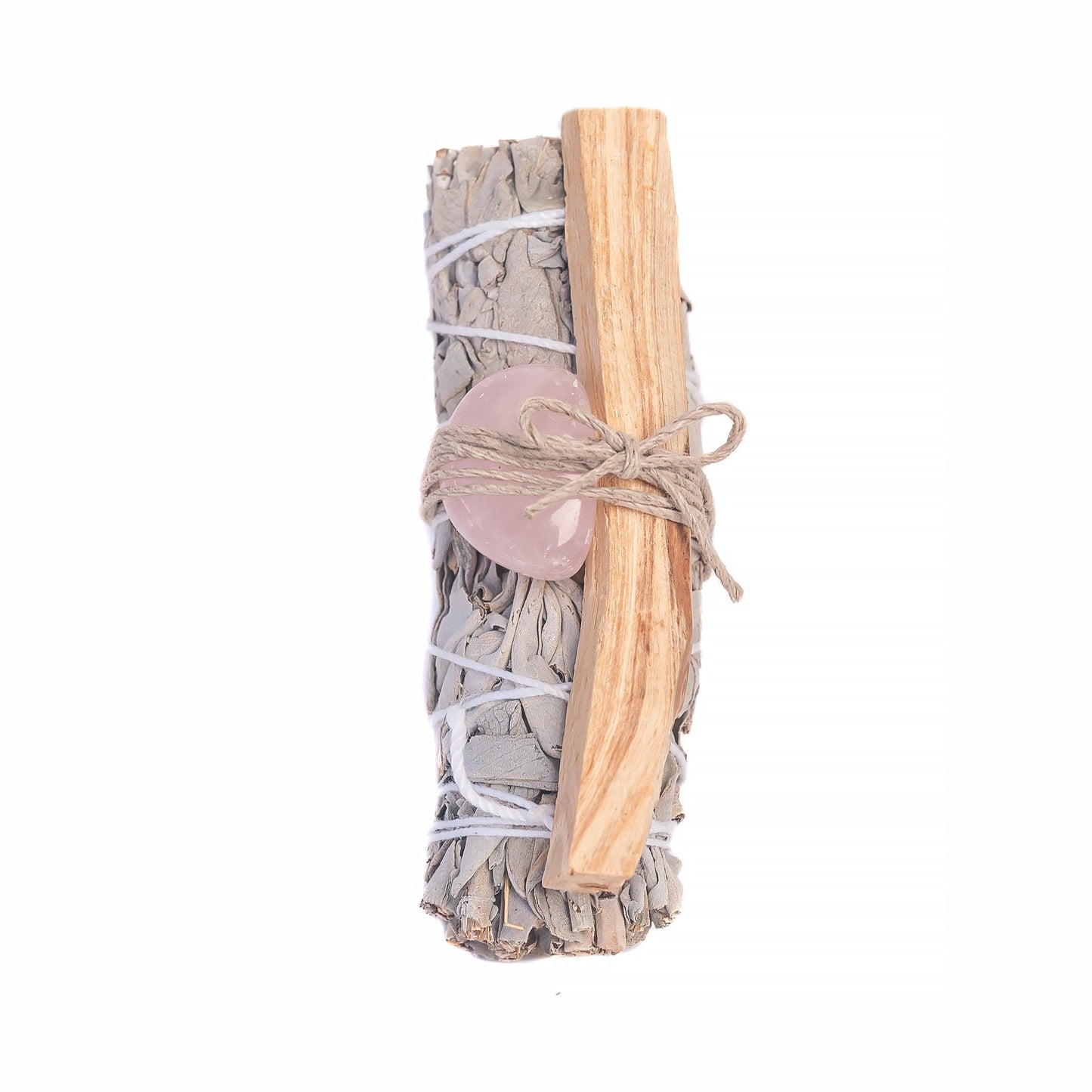 White Sage, Smooth Rose Quartz, Palo Santo Bundle