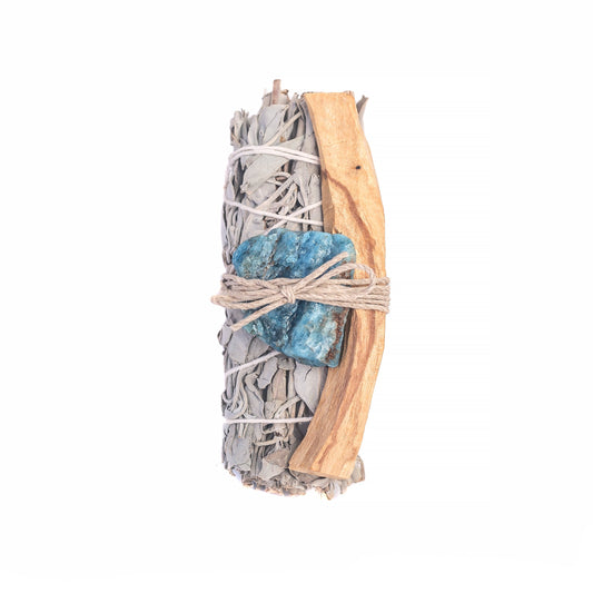 White Sage, Rough Blue Apatite, Palo Santo Bundle