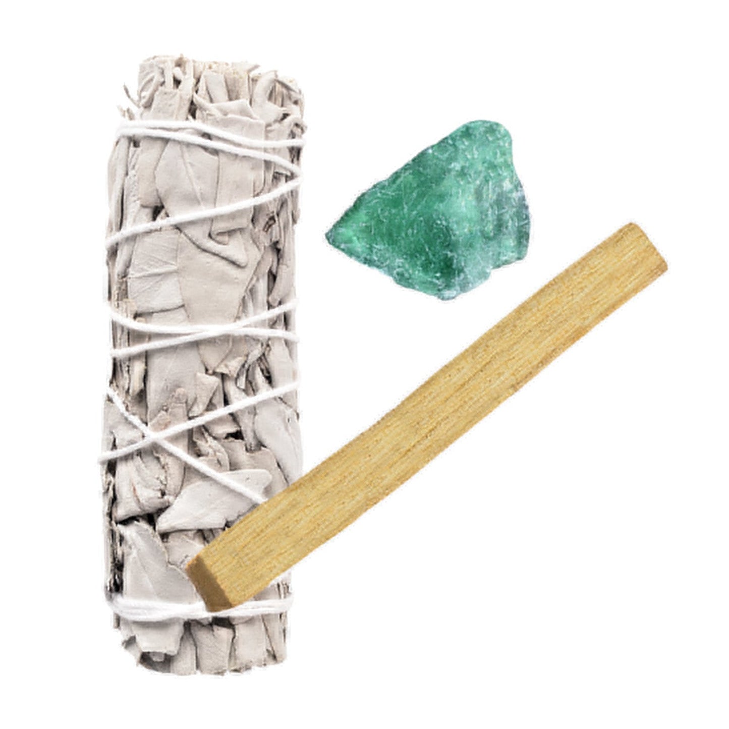 White Sage, Rough Green Calcite, and Palo Santo Bundle