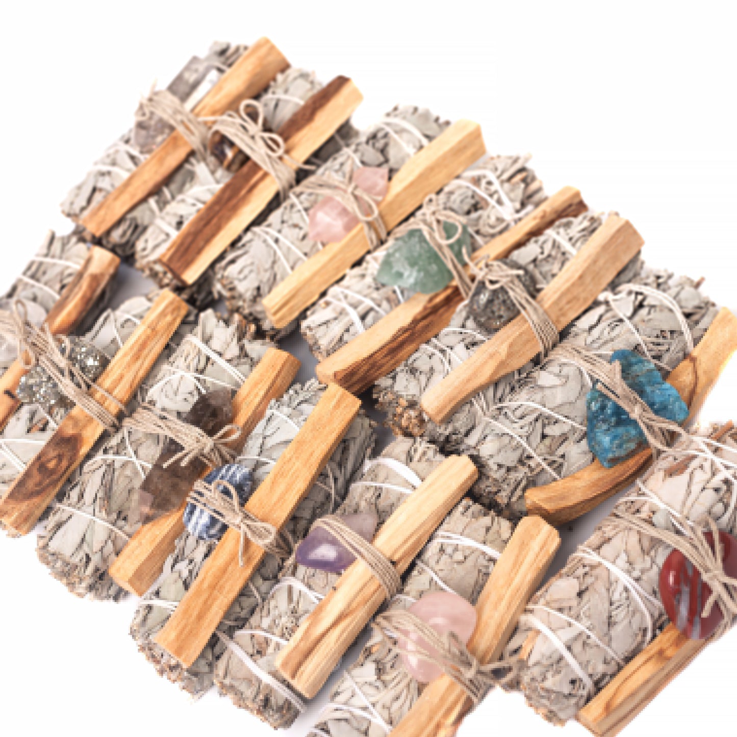 White Sage, Selenite Wand, Palo Santo Stick Bundle